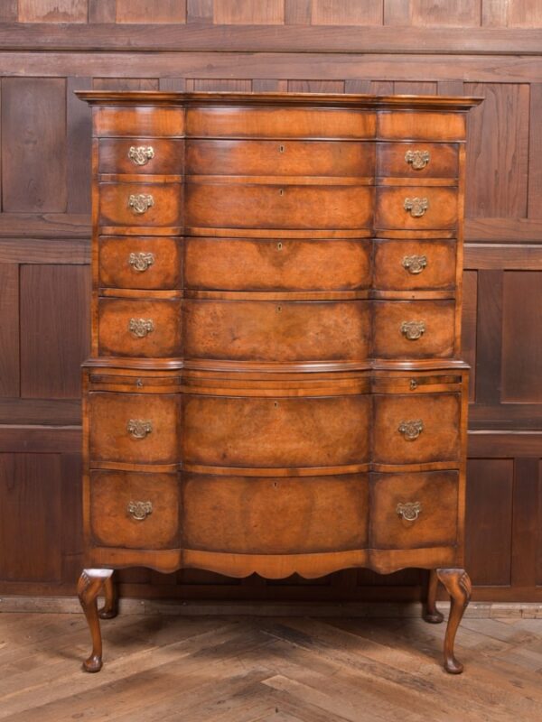 Burr Walnut Serpentine Chest On Chest SAI2297 Antique Draws 3