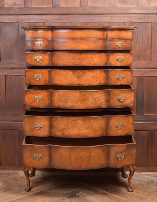 Burr Walnut Serpentine Chest On Chest SAI2297 Antique Draws 4