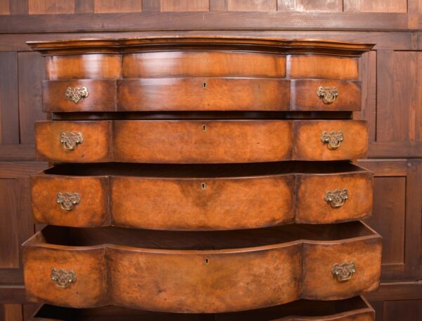 Burr Walnut Serpentine Chest On Chest SAI2297 Antique Draws 7