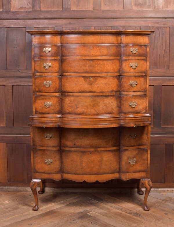 Burr Walnut Serpentine Chest On Chest SAI2297 Antique Draws 8