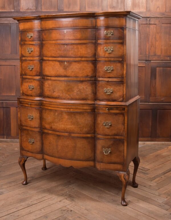 Burr Walnut Serpentine Chest On Chest SAI2297 Antique Draws 9