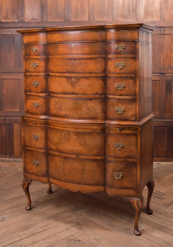 Burr Walnut Serpentine Chest On Chest SAI2297 Antique Draws 10