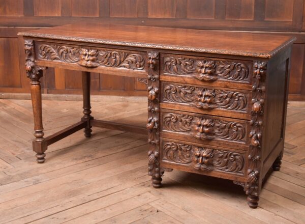 Edwardian Oak Carved Knee Hole Desk SAI2312
