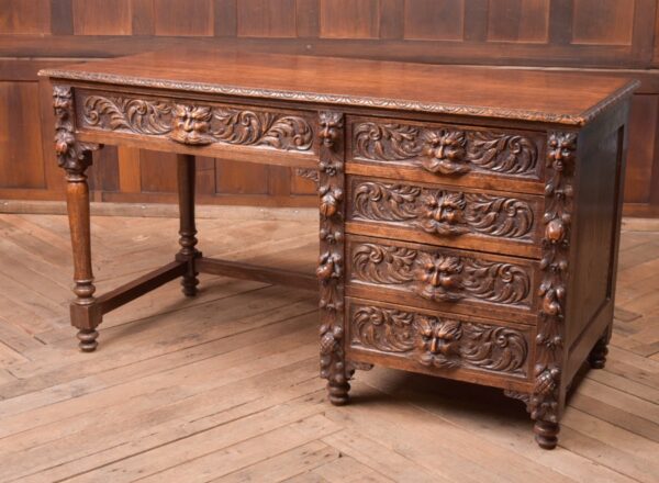 Edwardian Oak Carved Knee Hole Desk SAI2312 Antique Desks 3