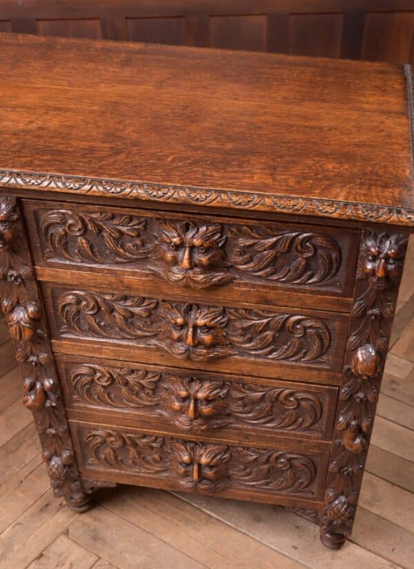 Edwardian Oak Carved Knee Hole Desk SAI2312 - Image 3