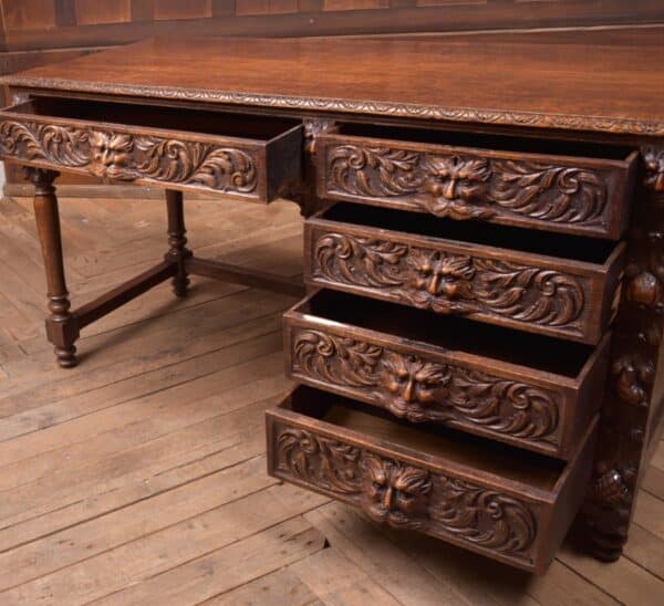 Edwardian Oak Carved Knee Hole Desk SAI2312 Antique Desks 8