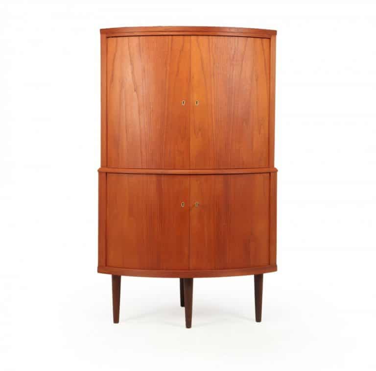Mid Century Danish Teak Corner Cabinet By S E Peterson