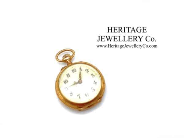 Jaeger LeCoultre Gold Pocket Watch with Diamond-Set Case Diamond Antique Jewellery 4