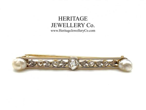 Antique French Gold, Diamond and Pearl Brooch Antique Antique Jewellery 3