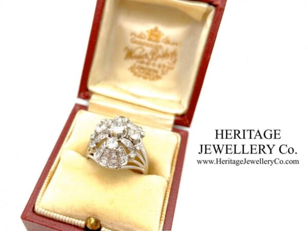 French Platinum & Diamond Retro Ring
