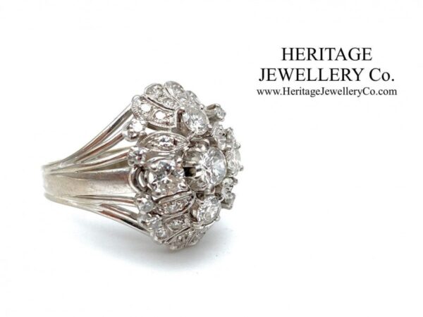 French Platinum & Diamond Retro Ring Diamond Antique Jewellery 4