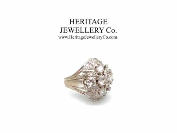 French Platinum & Diamond Retro Ring - Image 7