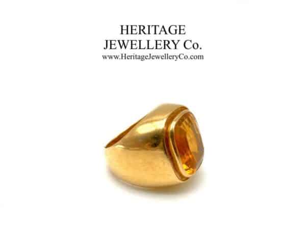 Emerald Cut Citrine Signet Ring - Image 4