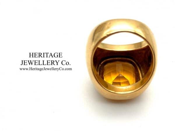 Emerald Cut Citrine Signet Ring - Image 5