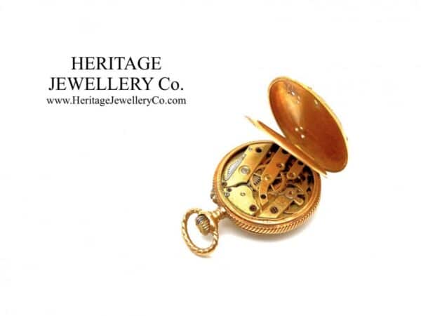 Jaeger LeCoultre Gold Pocket Watch with Diamond-Set Case Diamond Antique Jewellery 7