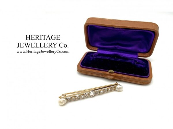 Antique French Gold, Diamond and Pearl Brooch - Image 4