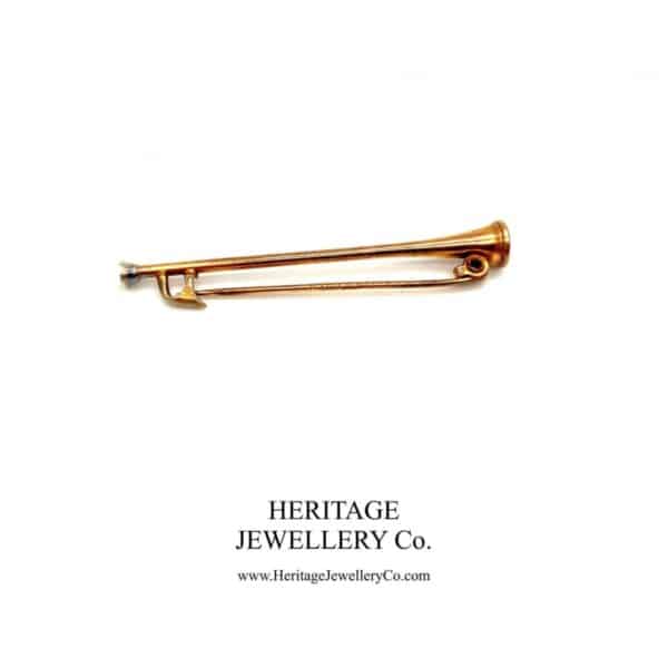 Victorian Rolled Gold Equestrian Riding Horn Pin Antique Antique Jewellery 5