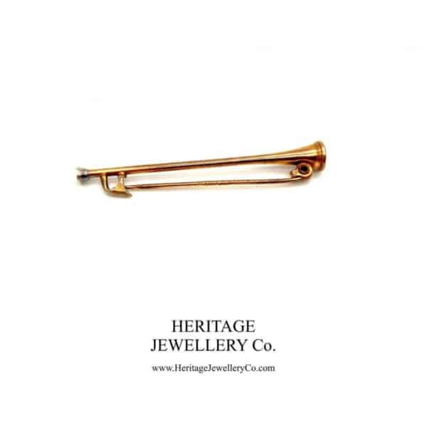 Victorian Rolled Gold Equestrian Riding Horn Pin - Image 3