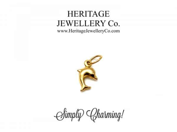 Beautiful Vintage Gold Charm – Dolphin bracelet Antique Jewellery 4