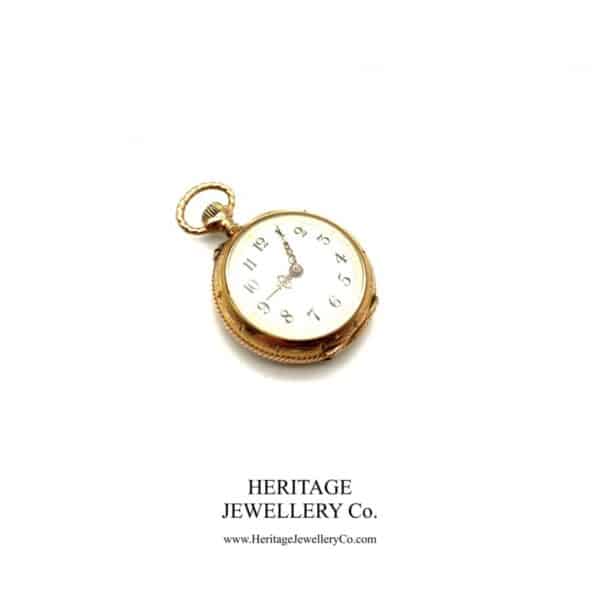 Jaeger LeCoultre Gold Pocket Watch with Diamond-Set Case