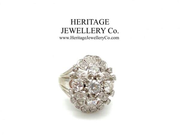 French Platinum & Diamond Retro Ring - Image 3