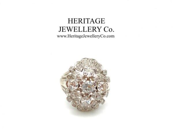 French Platinum & Diamond Retro Ring - Image 6