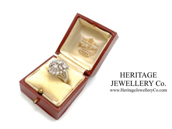 French Platinum & Diamond Retro Ring - Image 8