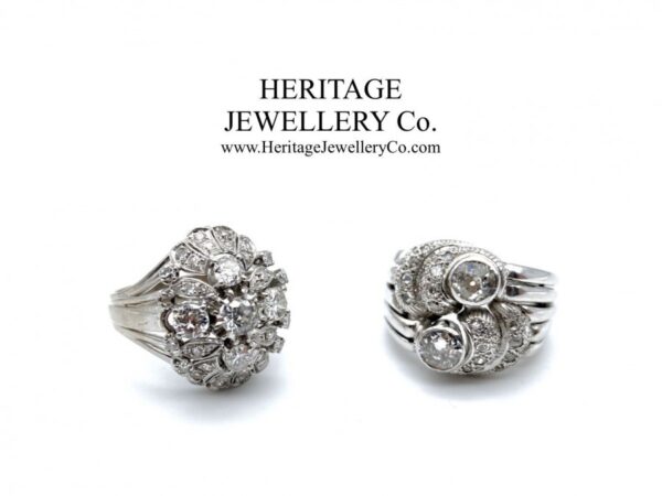 French Platinum & Diamond Retro Ring Diamond Antique Jewellery 12