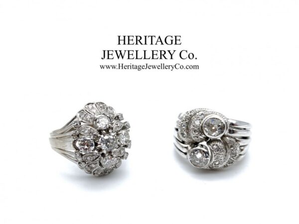 French Platinum & Diamond Retro Ring - Image 10