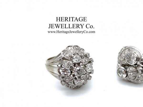 French Platinum & Diamond Retro Ring - Image 9