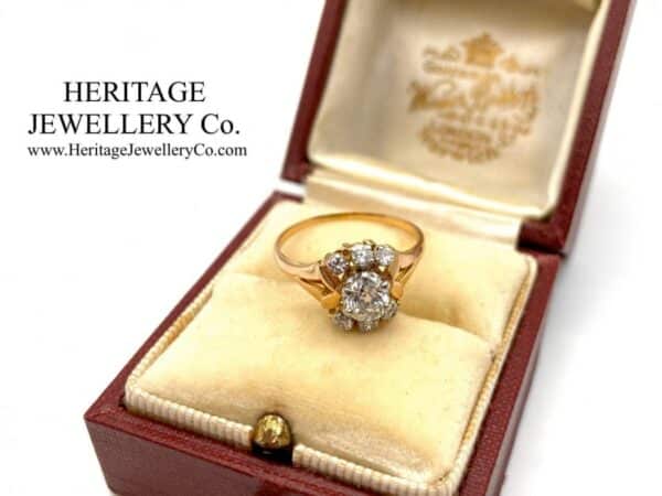 Vintage French Diamond Cluster Ring - Image 5