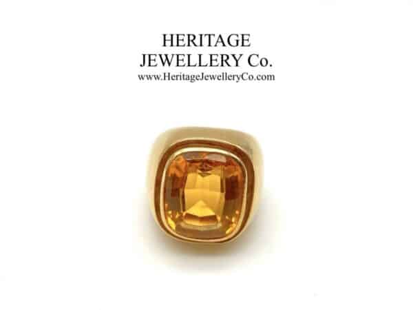 Emerald Cut Citrine Signet Ring - Image 3