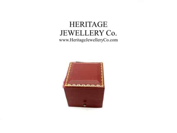 Vintage Tooled Leather Ring Box with Gold Trim