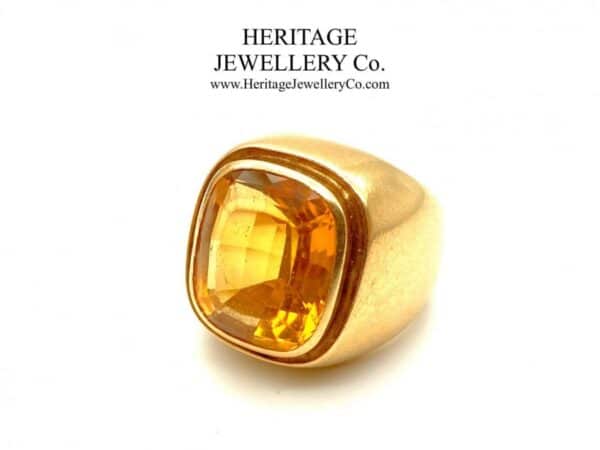 Emerald Cut Citrine Signet Ring - Image 2