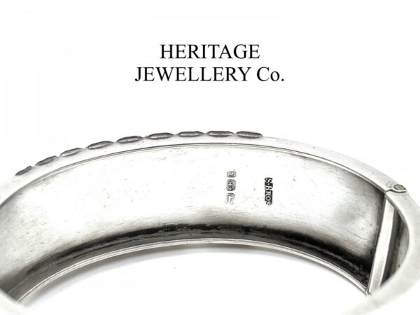 Antique Victorian Embossed Silver Bangle Bracelet (c. 1884) Bangle Antique Jewellery 7