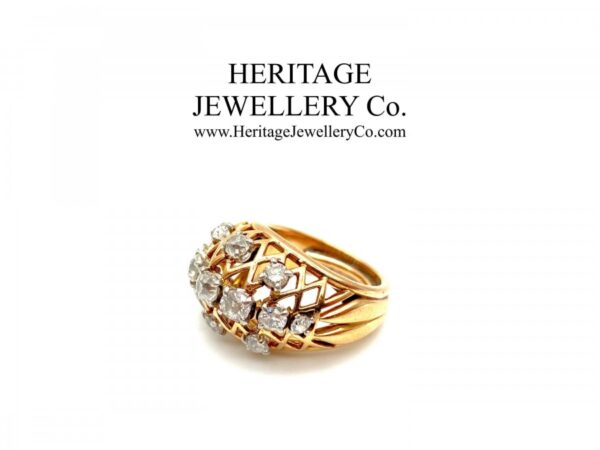 French Diamond Bombe Ring Diamond Antique Jewellery 6