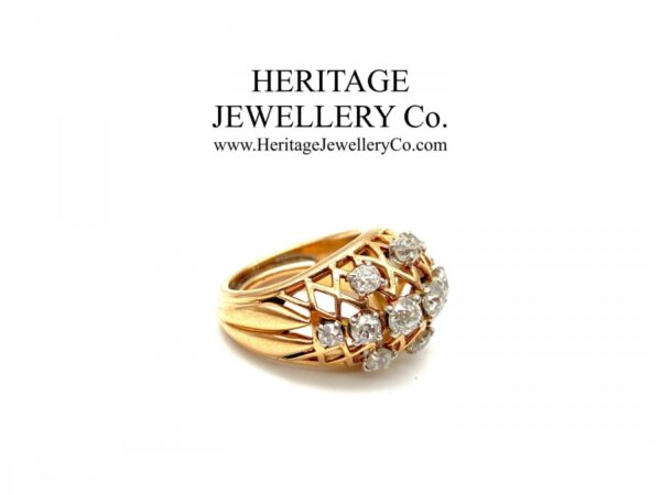 French Diamond Bombe Ring Diamond Antique Jewellery 5