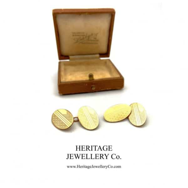 Antique Art Deco Gold Cufflinks with Antique Box