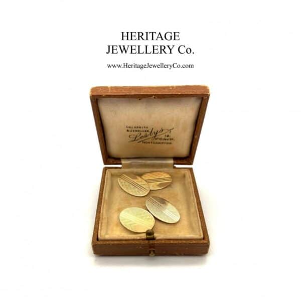 Antique Art Deco Gold Cufflinks with Antique Box - Image 2