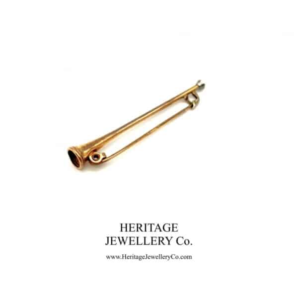 Victorian Rolled Gold Equestrian Riding Horn Pin - Image 2