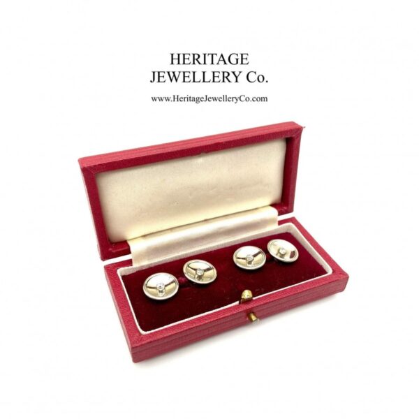 Diamond-set Cufflinks with Antique Box