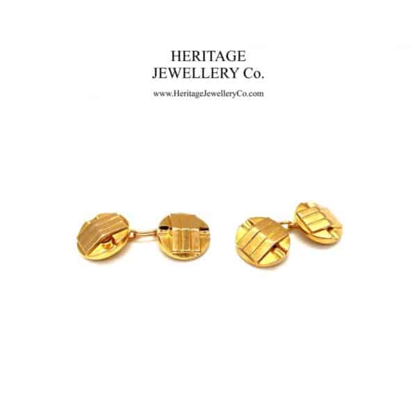 Antique Art Deco Gold Cufflinks with Antique Box - Image 3