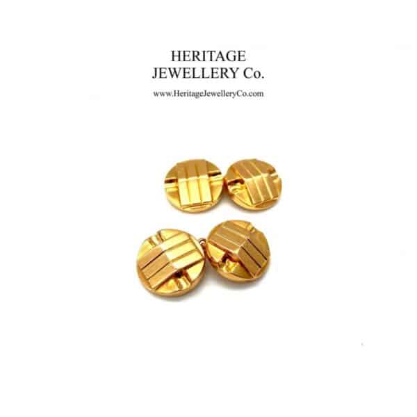 Antique Art Deco Gold Cufflinks with Antique Box - Image 5