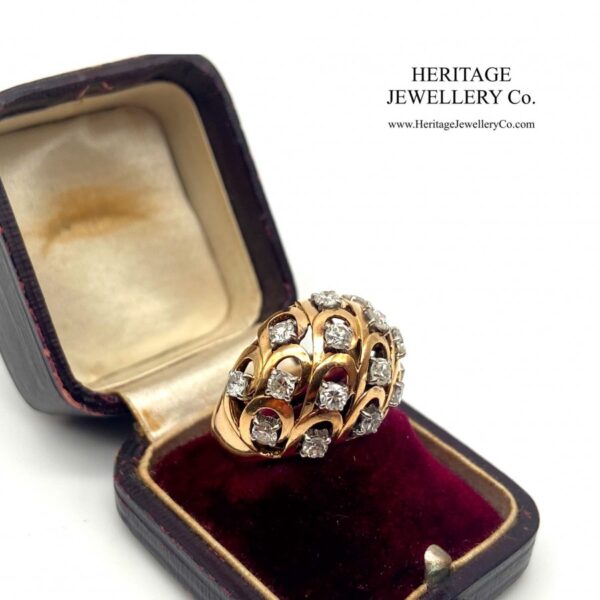 Gold & French Diamond Bombe Ring Diamond Antique Jewellery 4
