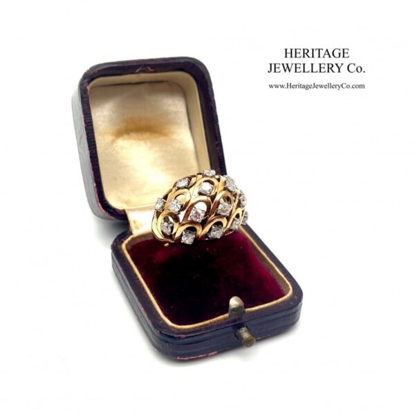 Gold & French Diamond Bombe Ring Diamond Antique Jewellery 3