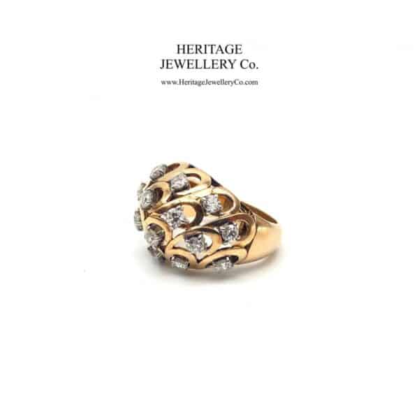 Gold & French Diamond Bombe Ring Diamond Antique Jewellery 8