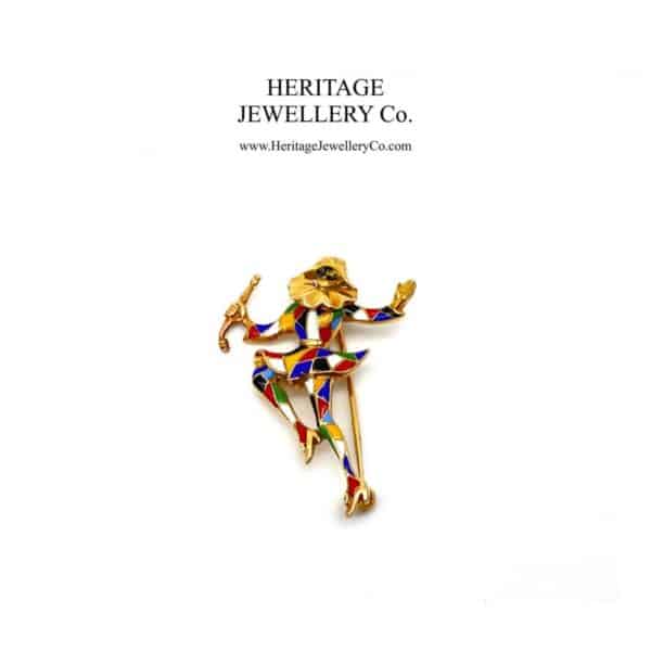 Antique Harlequin Jester Brooch