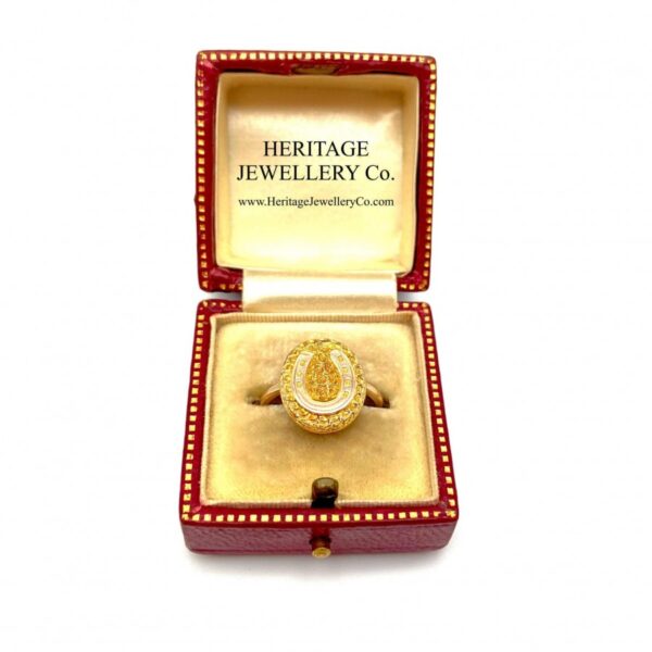 Victorian Gold Horseshoe Panel Ring mizpah Antique Jewellery 7