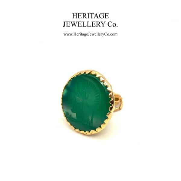 Green Agate and Gold Fob Seal agate Antique Jewellery 7