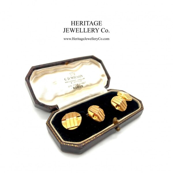 Antique Art Deco Gold Cufflinks with Antique Box - Image 2